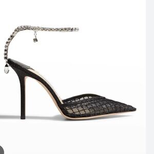 Jimmy Choo Saeda Glitter Crystal Ankle-Strap Pumps